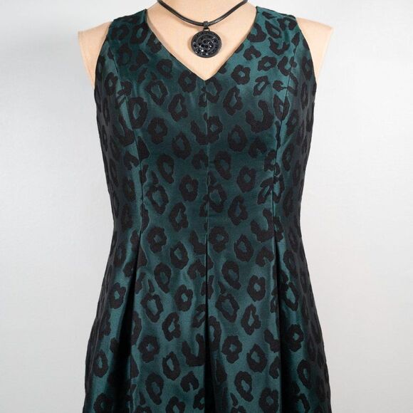 Ann Taylor LOFT Petite Leopard Jacquard Flare Dress - Picture 6 of 12